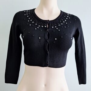 4️⃣/$2️⃣9️⃣ Costa Blanca Black Knitwear Cardigan With Beads And Sequins